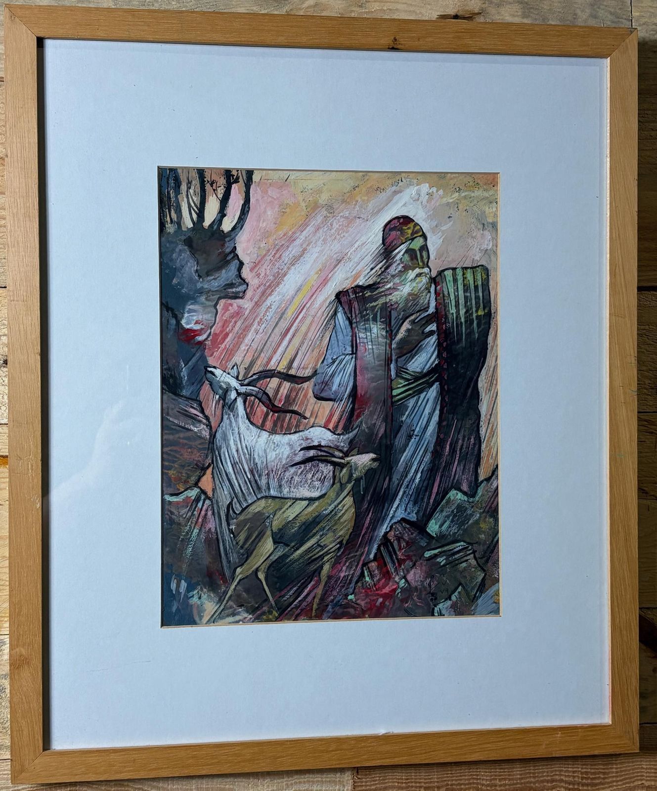 Mohsen Keiany (Kiani), “Old Man And Goats” – Early Mixed‑Media On Paper, Signed, Framed photo furniture