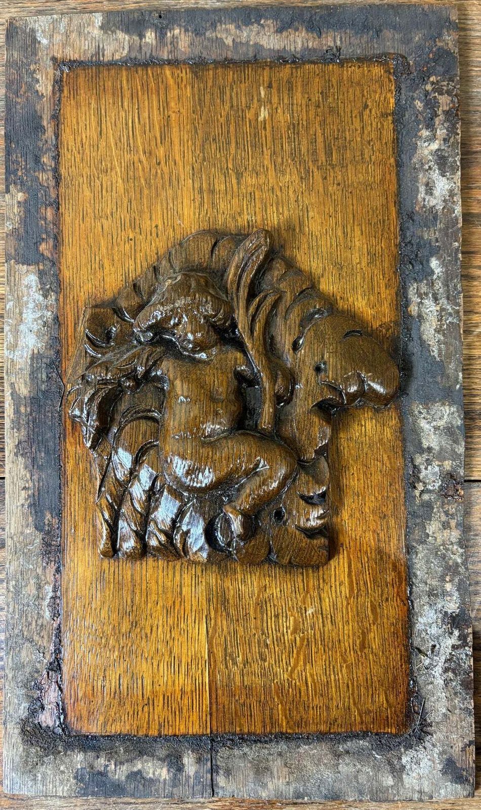 Set Of Five 18th‑Century Carved Oak Panels – Cherub & Putti photo Home Fixtures