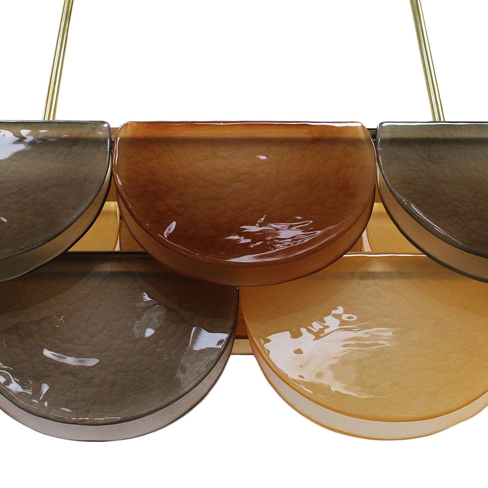 Contemporary Elongated Ceiling Lamp Made Of Murano Glass And Brass In Earth Tones, Italy photo Lighting