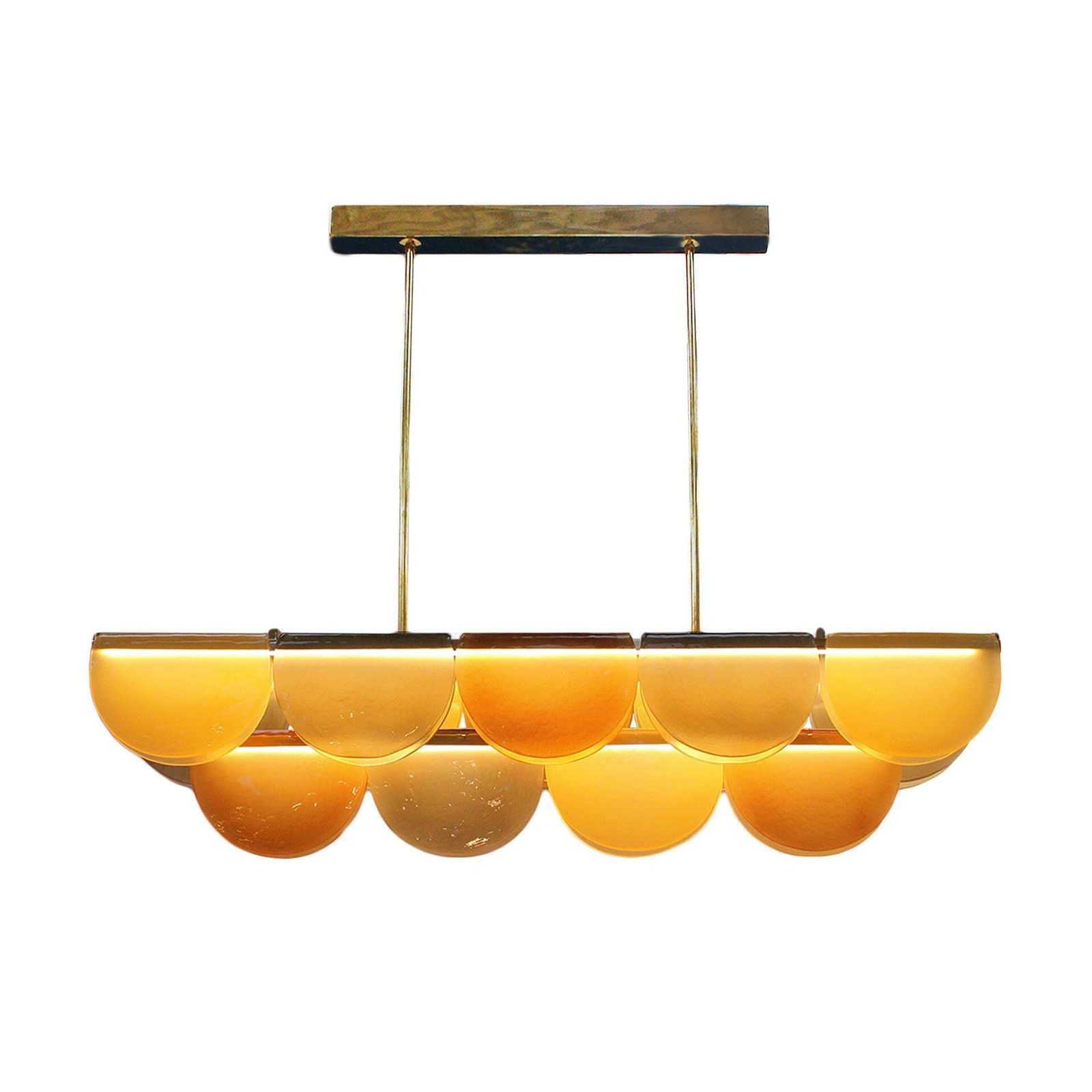 Contemporary Elongated Ceiling Lamp Made Of Murano Glass And Brass In Earth Tones, Italy photo buy