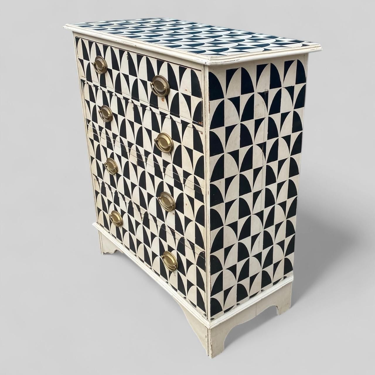 Antique Painted Geometric Chest Of Drawers photo furniture