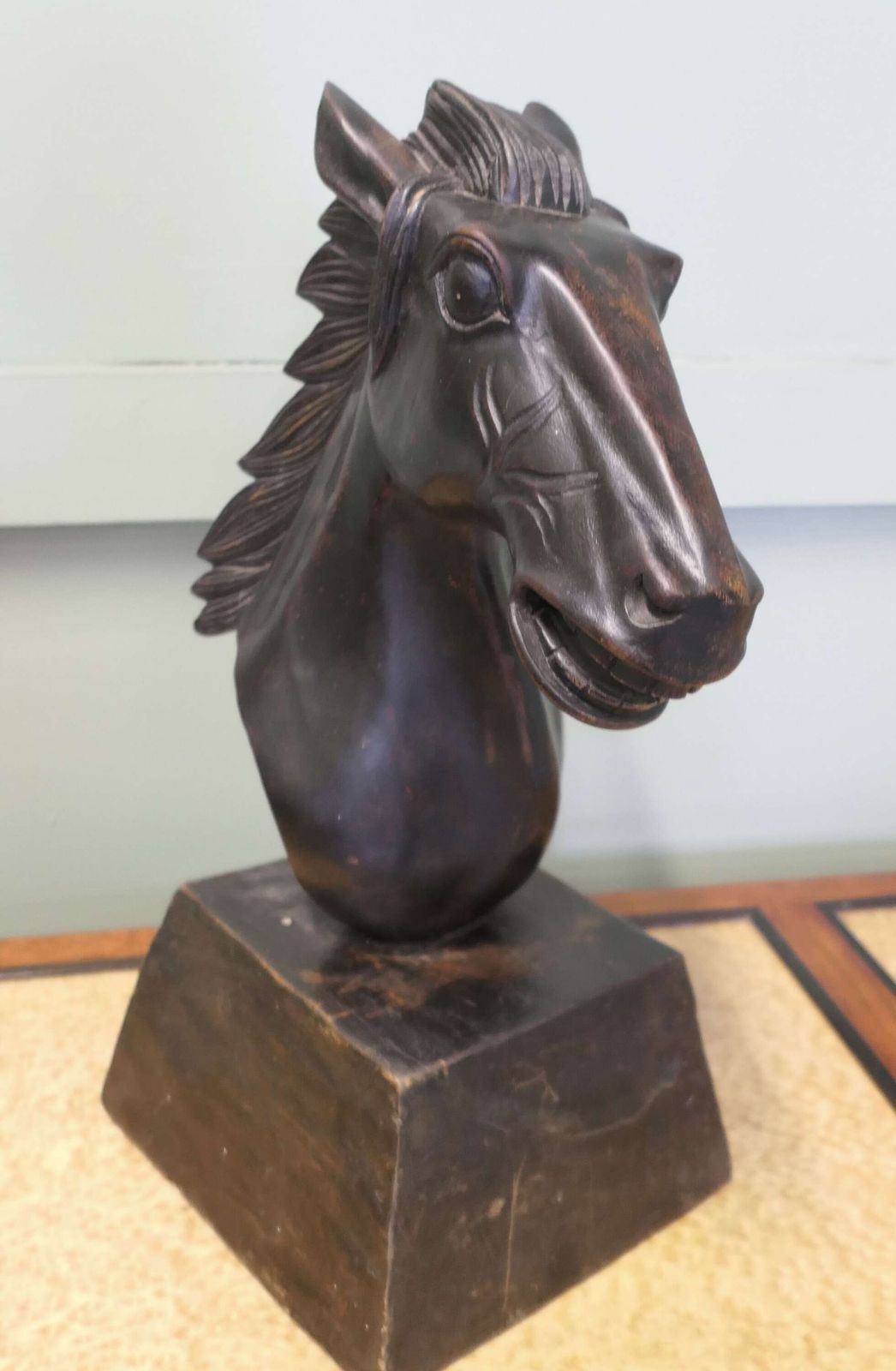 Large Carved Wooden Horse Head photo furniture