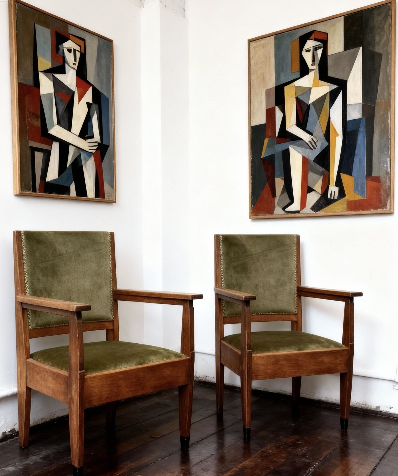 Oak Art Deco  Amsterdam School Armchairs 1920 photo for sale