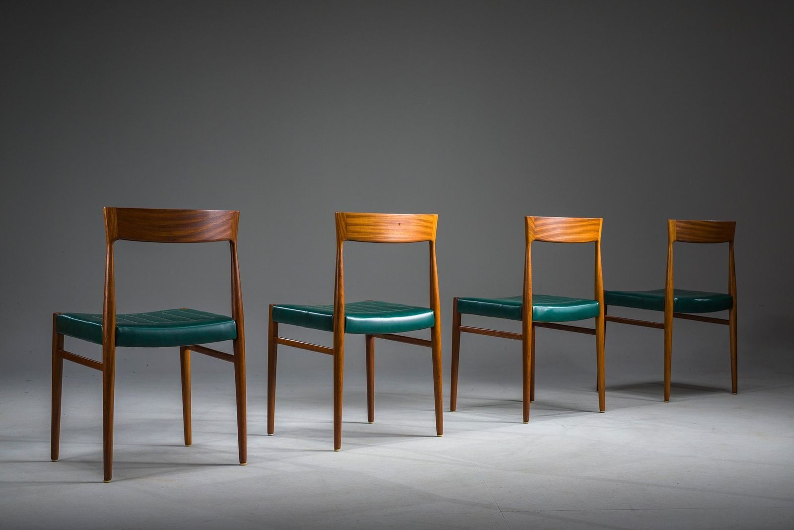 Dining Chairs In Botanical Green Vegan Leather, 1970s, Set Of 4 photo 832.0