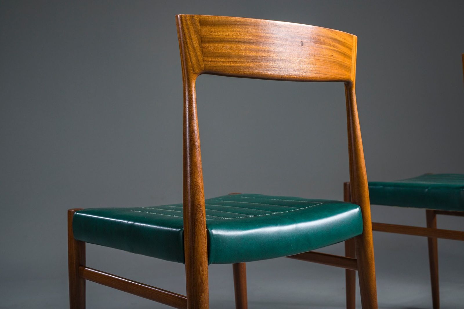 photo for sale Dining Chairs In Botanical Green Vegan Leather, 1970s, Set Of 4