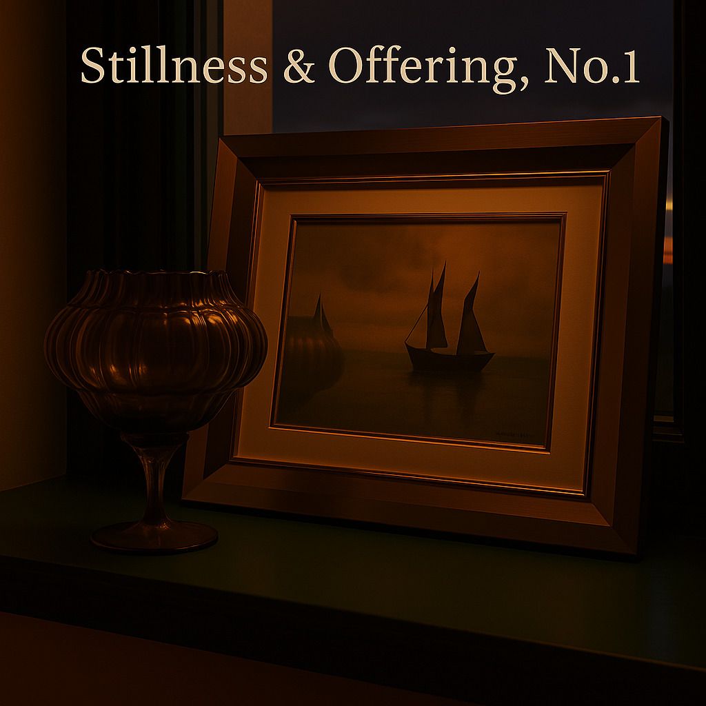 Framed Freda Dean Sailboat Painting (1996) And Mid Century Olive Glass · Empoli Or Bohemia photo 80.0