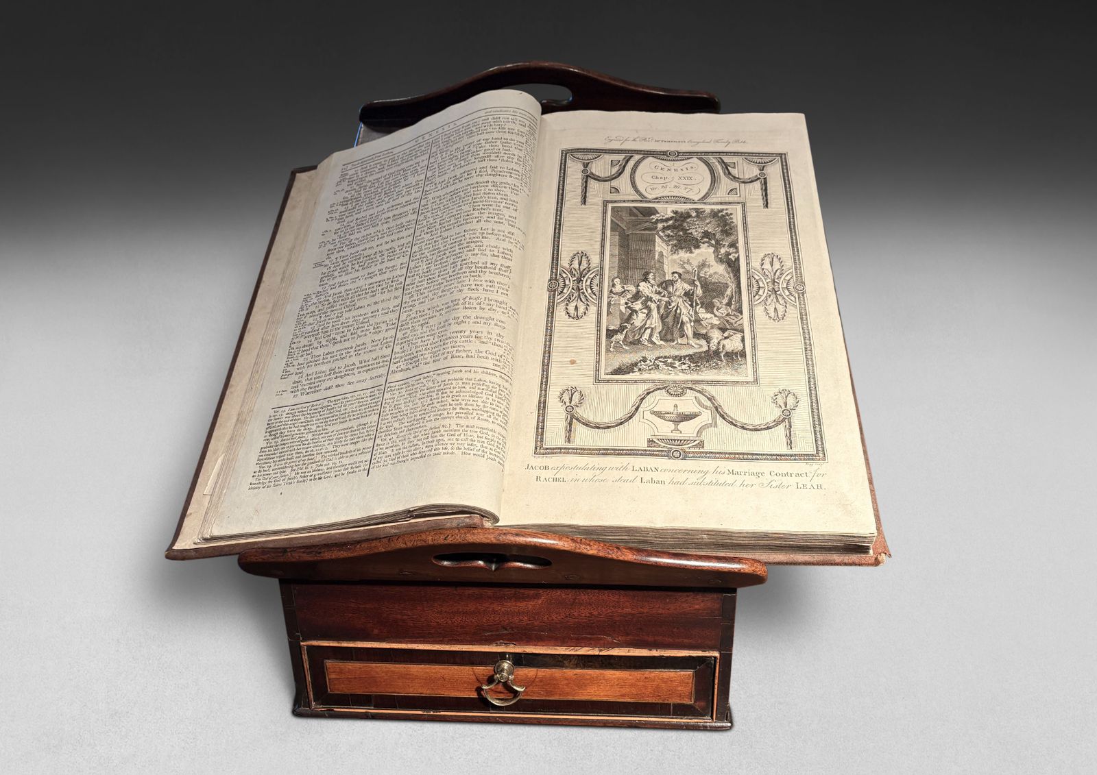 George III Period Complete Mahogany And Inlaid Bible Box
