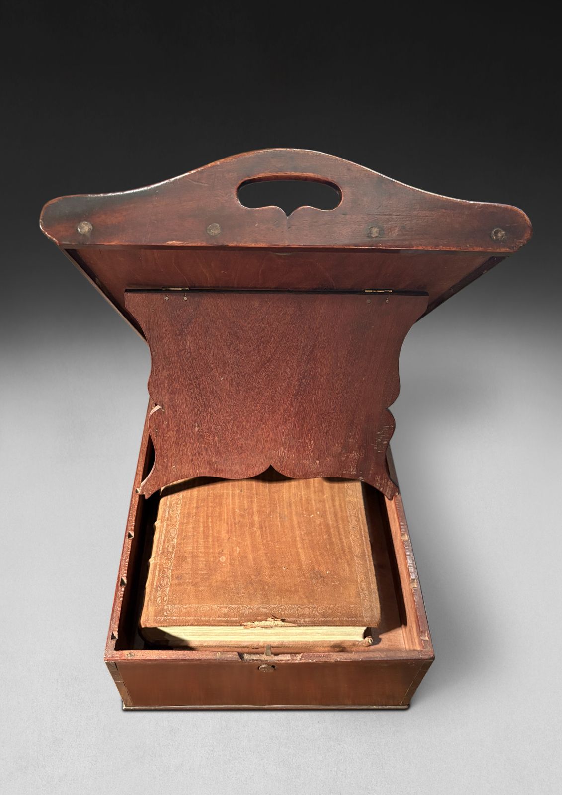 George III Period Complete Mahogany And Inlaid Bible Box photo for sale