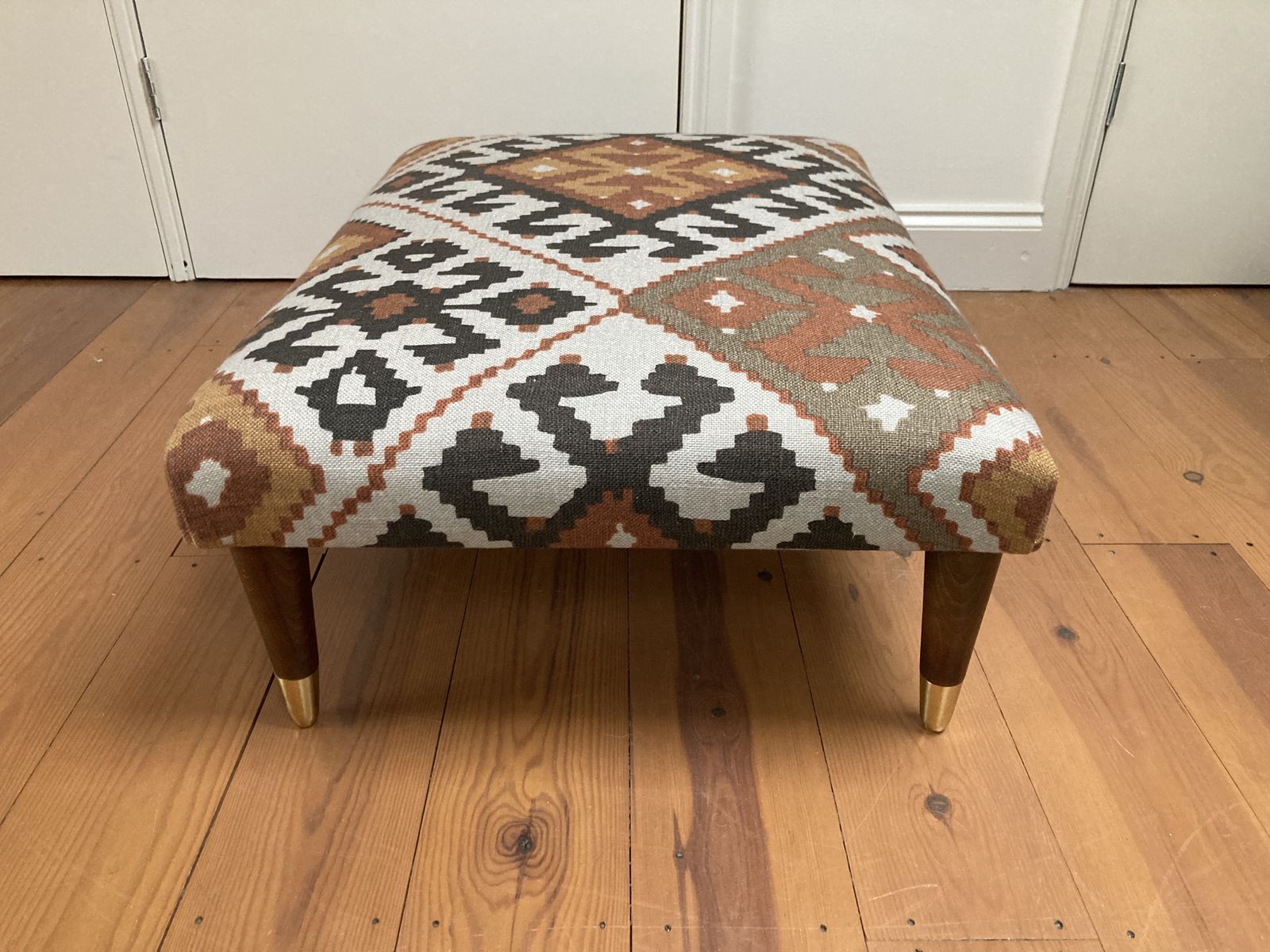 Footstool With Wooden Legs Covered With Linwood Fabric Free Delivery photo for sale