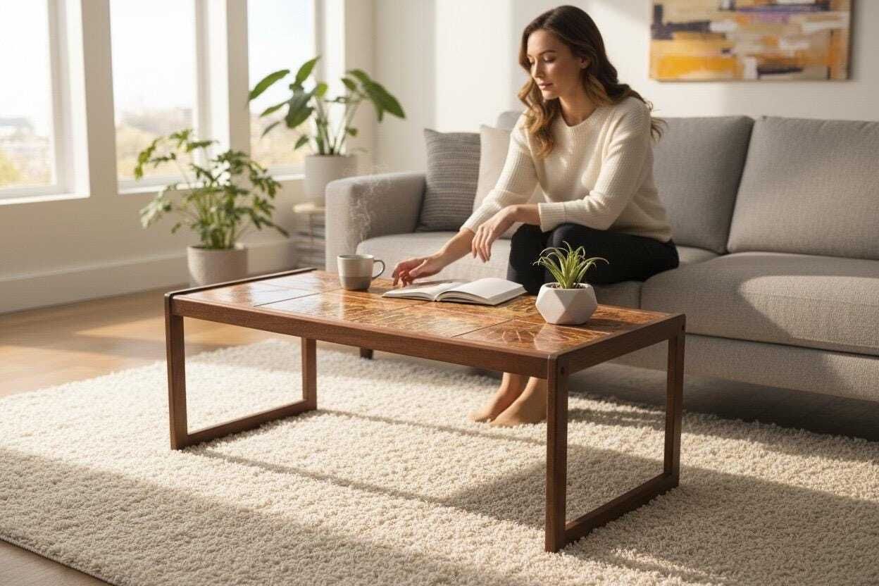 Mid Century Teak Coffee Table With Original Tile Inset – Danish Import 1970s photo buy