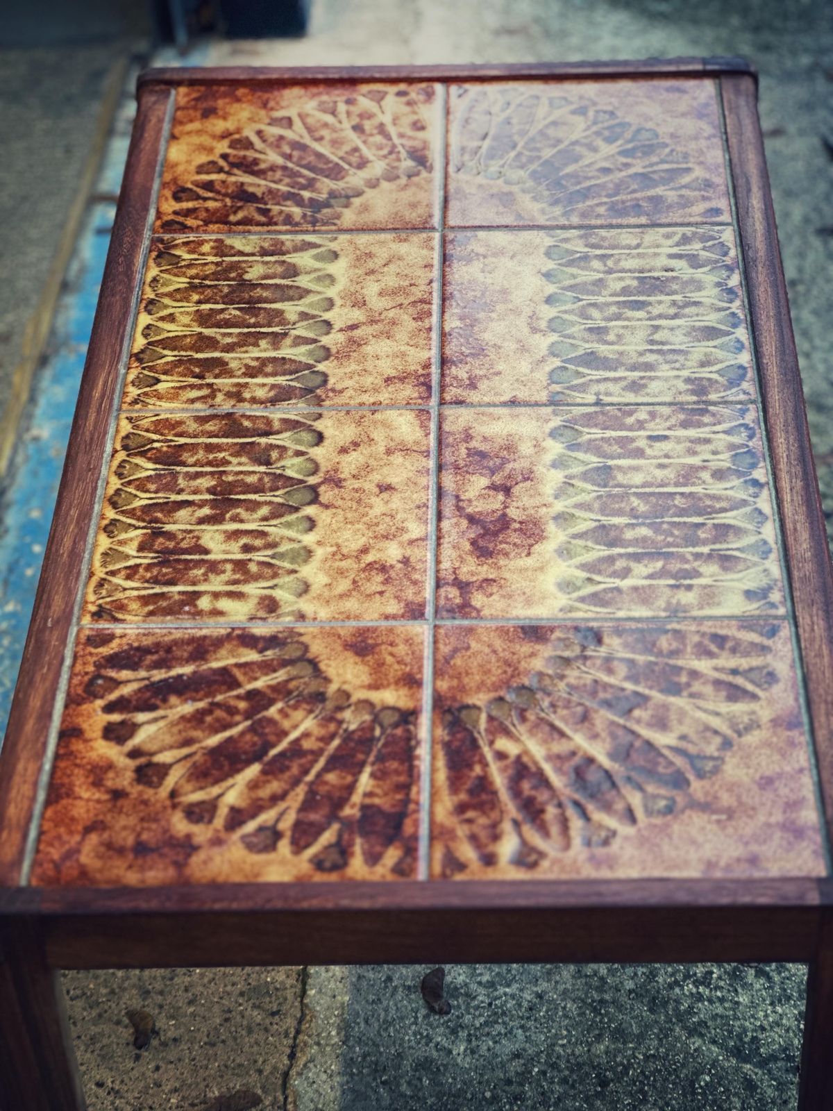 Mid Century Teak Coffee Table With Original Tile Inset – Danish Import 1970s photo furniture