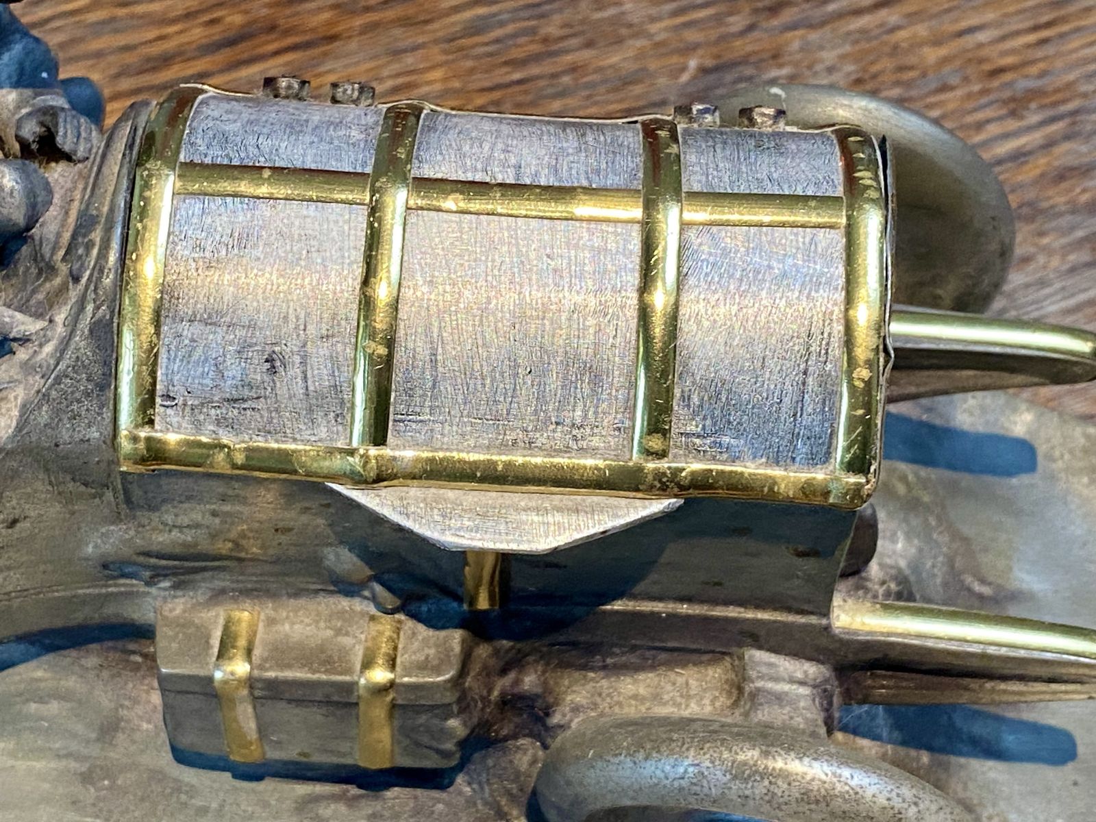695.0 Rare Wilhelm Zwick Pewter Mercedes Benz Rally Car Desk Stand & Inkwell With Gold Gilt Detailing And Brass Inkwell Model Sculpture Art Nouveau Deco photo