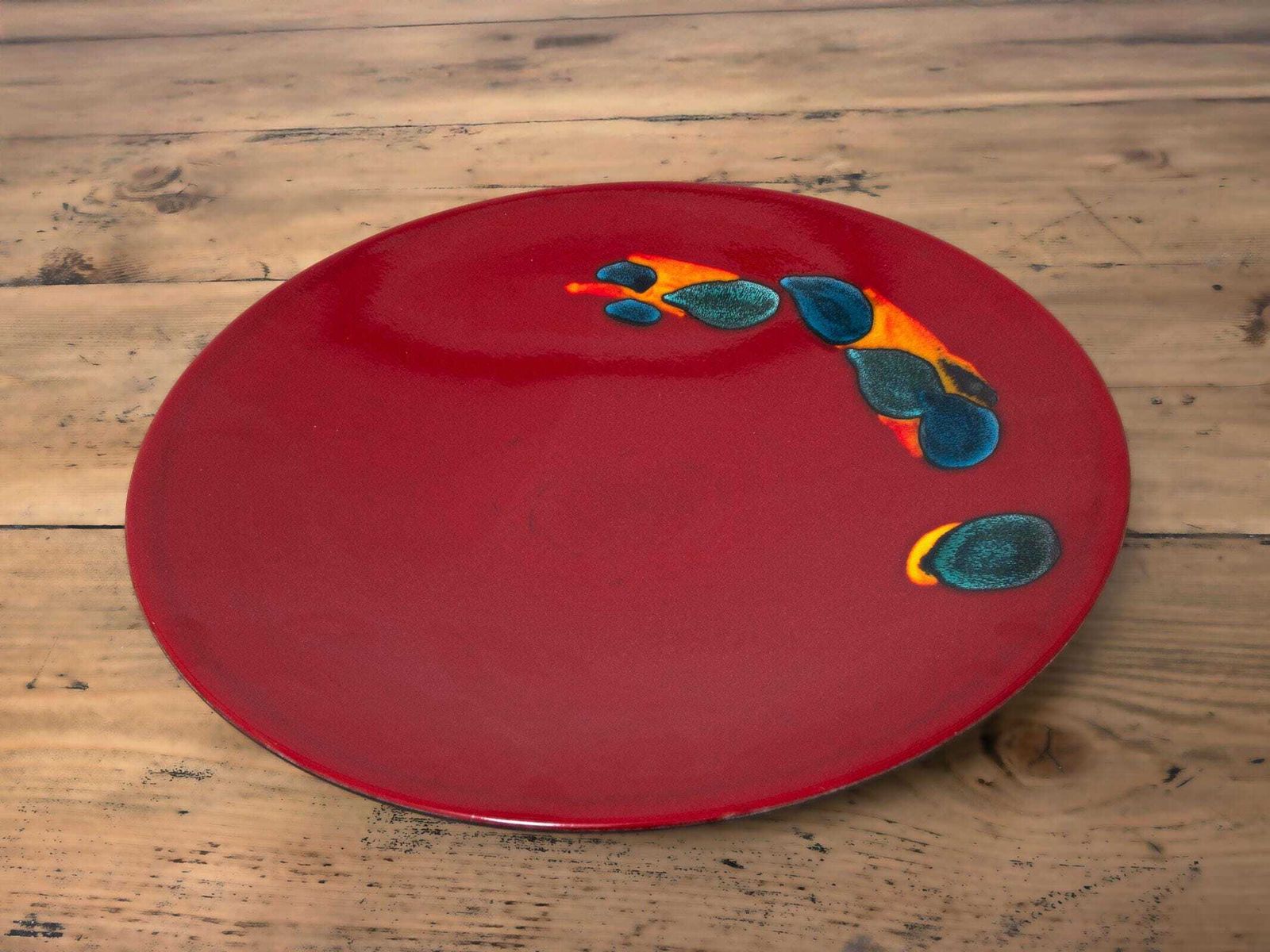Poole Pottery Odyssey Large 40.5cm Vintage Plate Charger Red Yellow: Mid Century Home Decor photo furniture