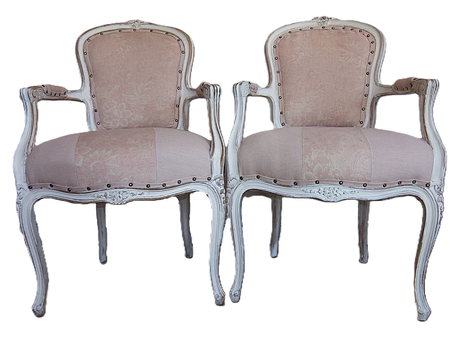 Pair Of  Weathered Louis Style Carver Chairs Only To Order For Upholstery And Final Finish Requierment