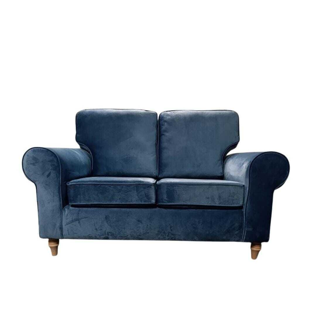 Hand Built British Velvet Two Seater Sofa – Bespoke Colours Available
