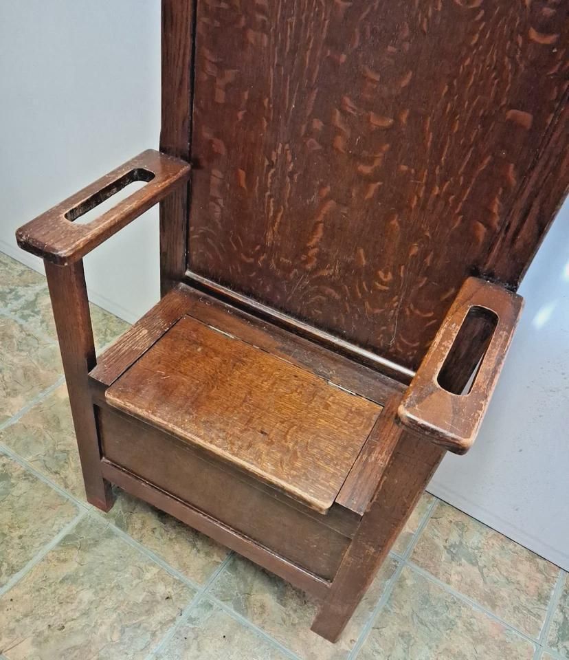 Antique Art Deco Hall Stand Bench With Original Hooks And Drip Trays photo for sale