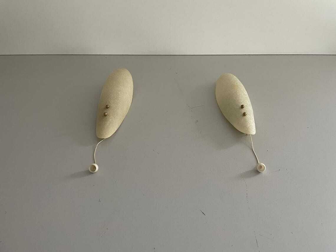 Elegant Leaf Design Fiberglass Pair Of Sconces 1960s Germany photo for sale
