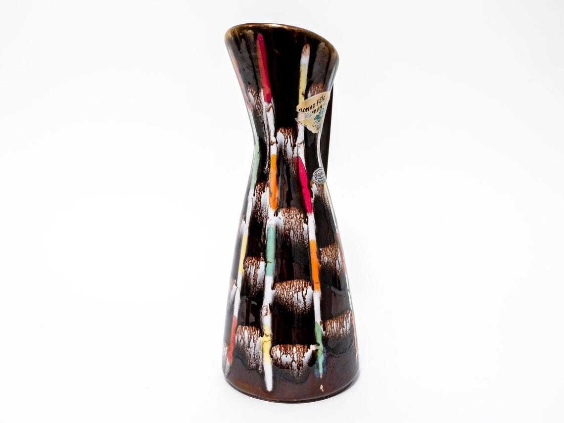 West German Pottery Jug Vase By Jasba Keramik 1950s Mid Century Decor photo 65.0
