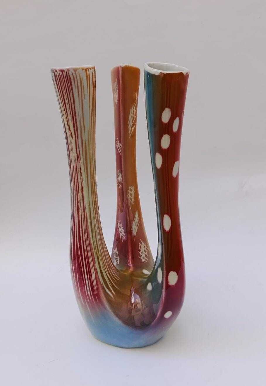 Extraordinary Marisa Salerno Ernestine Vase With 3 Mouths, Space Age Design, 1970s, Size Xxl photo furniture