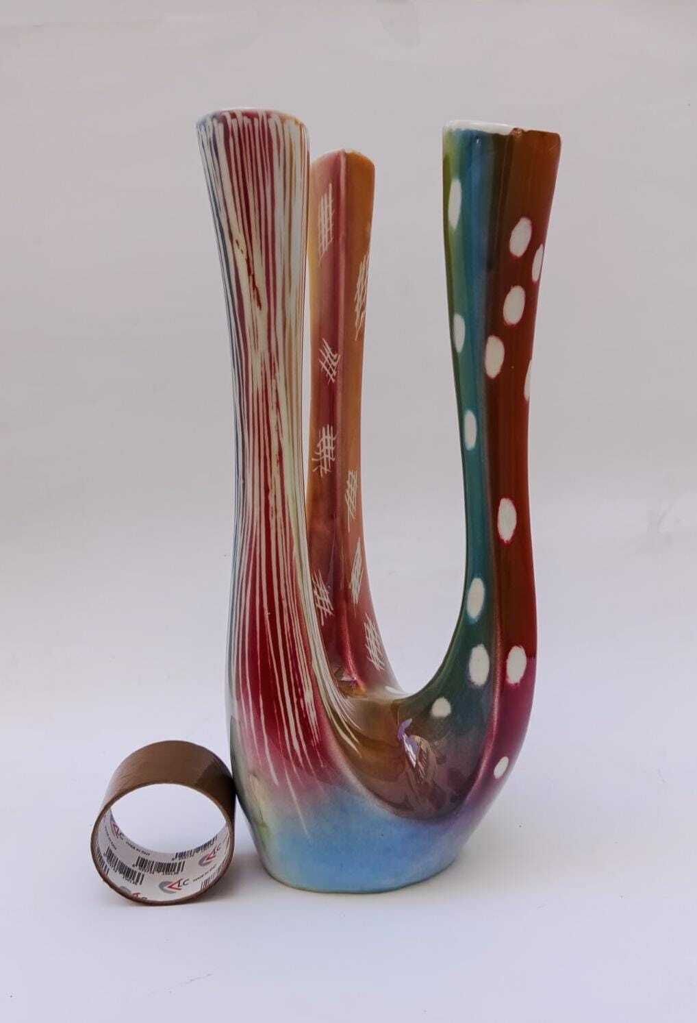Extraordinary Marisa Salerno Ernestine Vase With 3 Mouths, Space Age Design, 1970s, Size Xxl photo for sale