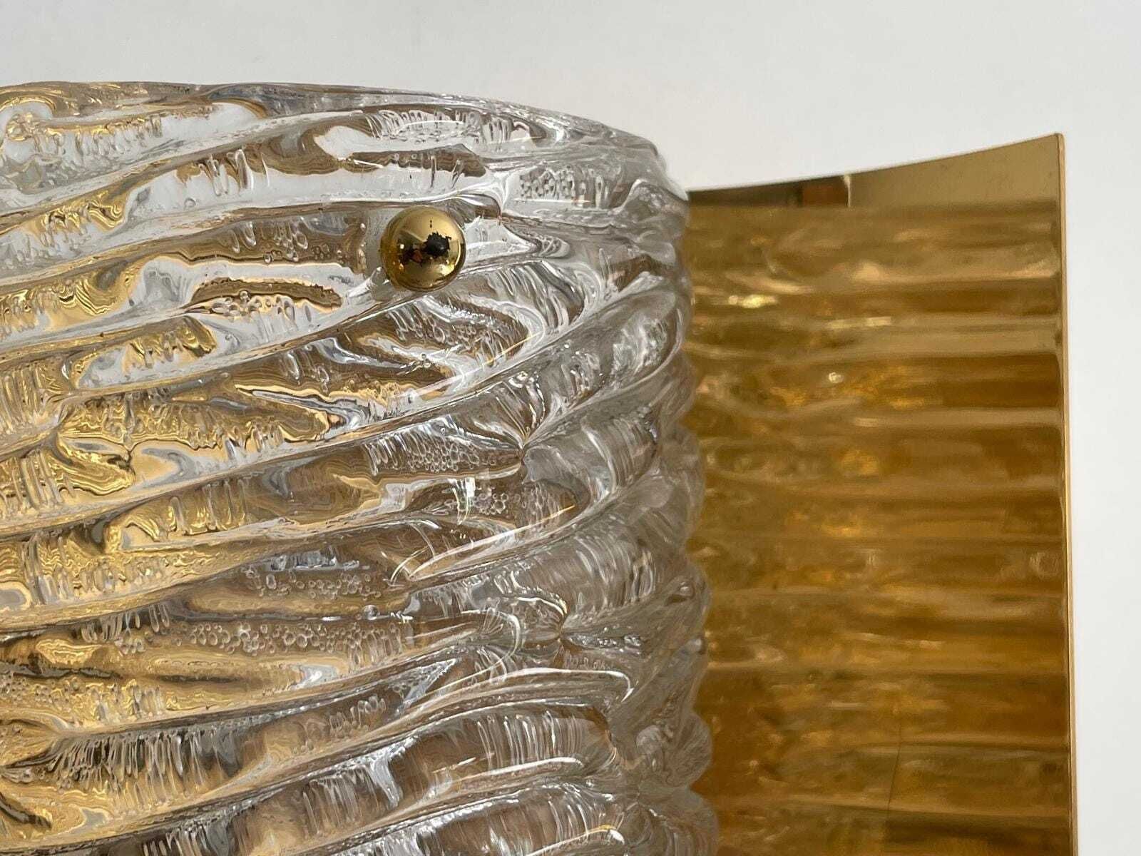 photo for sale Crystal Glass And Brass Curve Backplate Pair Of Sconces, 1960s, Germany