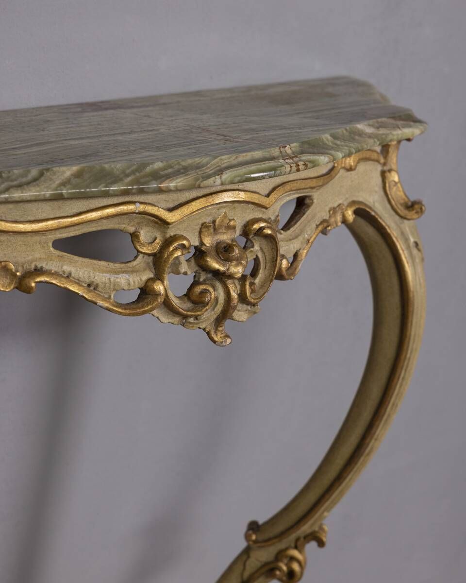 Early 20th Century Gilded Wood And Onyx Wall Console photo furniture