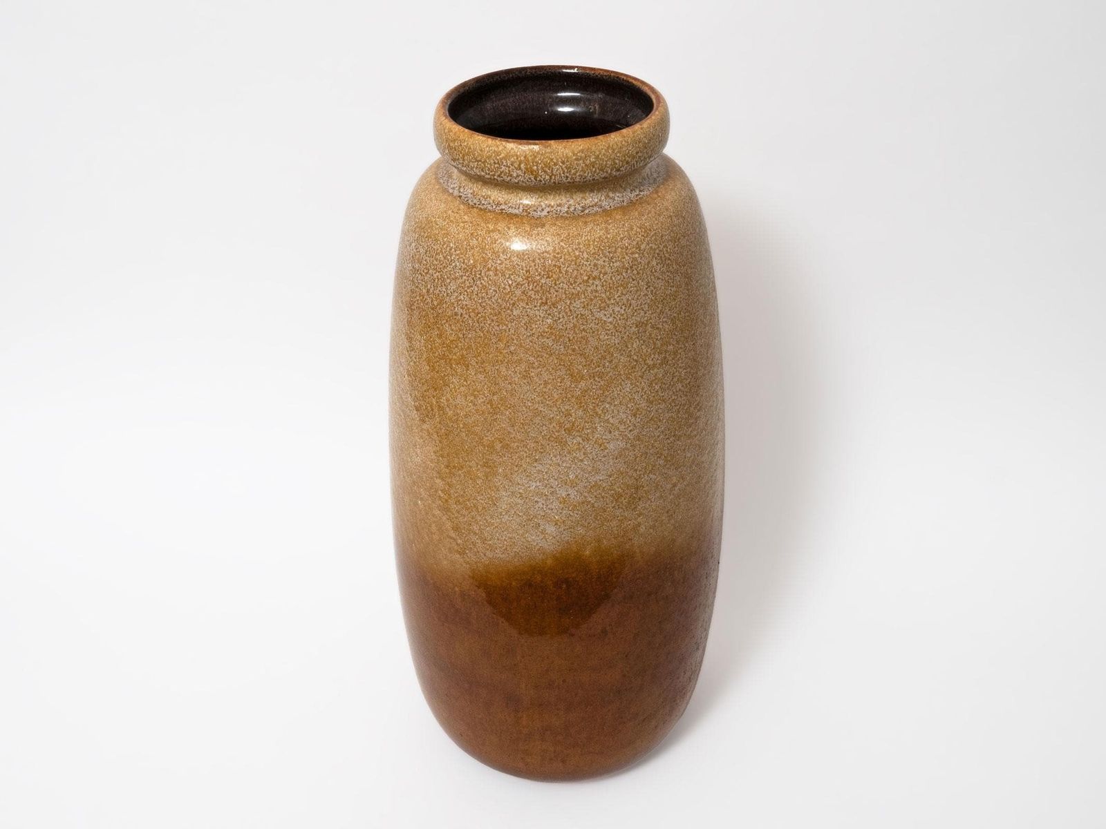 West German Pottery Floor Vase Ochre Brown: 1970s Mid Century Home Decor photo furniture