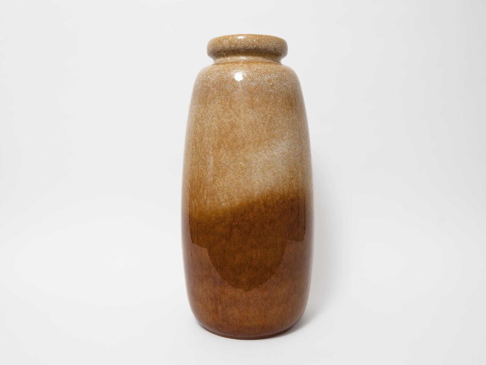 West German Pottery Floor Vase Ochre Brown: 1970s Mid Century Home Decor photo for sale