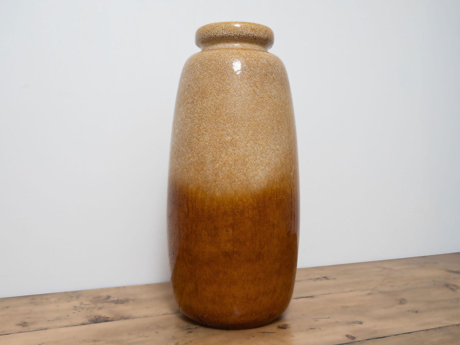 West German Pottery Floor Vase Ochre Brown: 1970s Mid Century Home Decor photo Home Decor