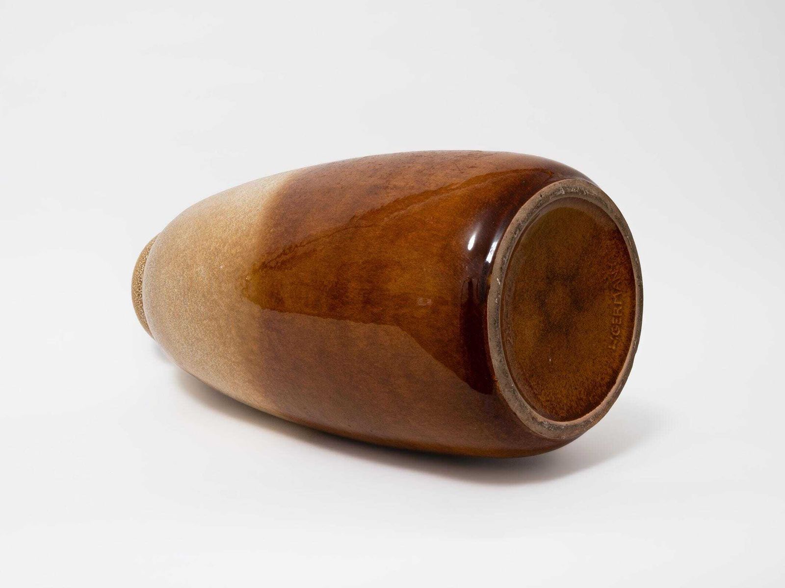 photo furniture West German Pottery Floor Vase Ochre Brown: 1970s Mid Century Home Decor