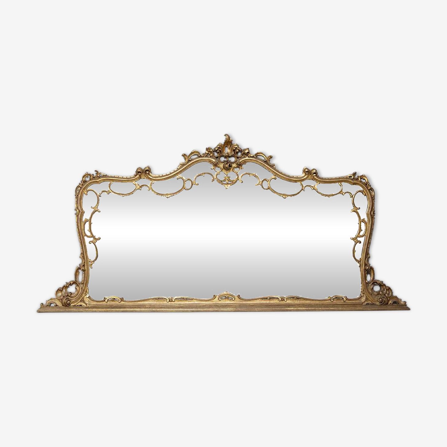 Large Early 20th Century Wall Mirror In Gilded Wood, Baroque Style