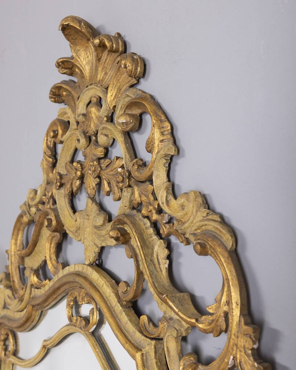Early 20th Century Gilded Wood Baroque Style Wall Mirror photo Home Decor