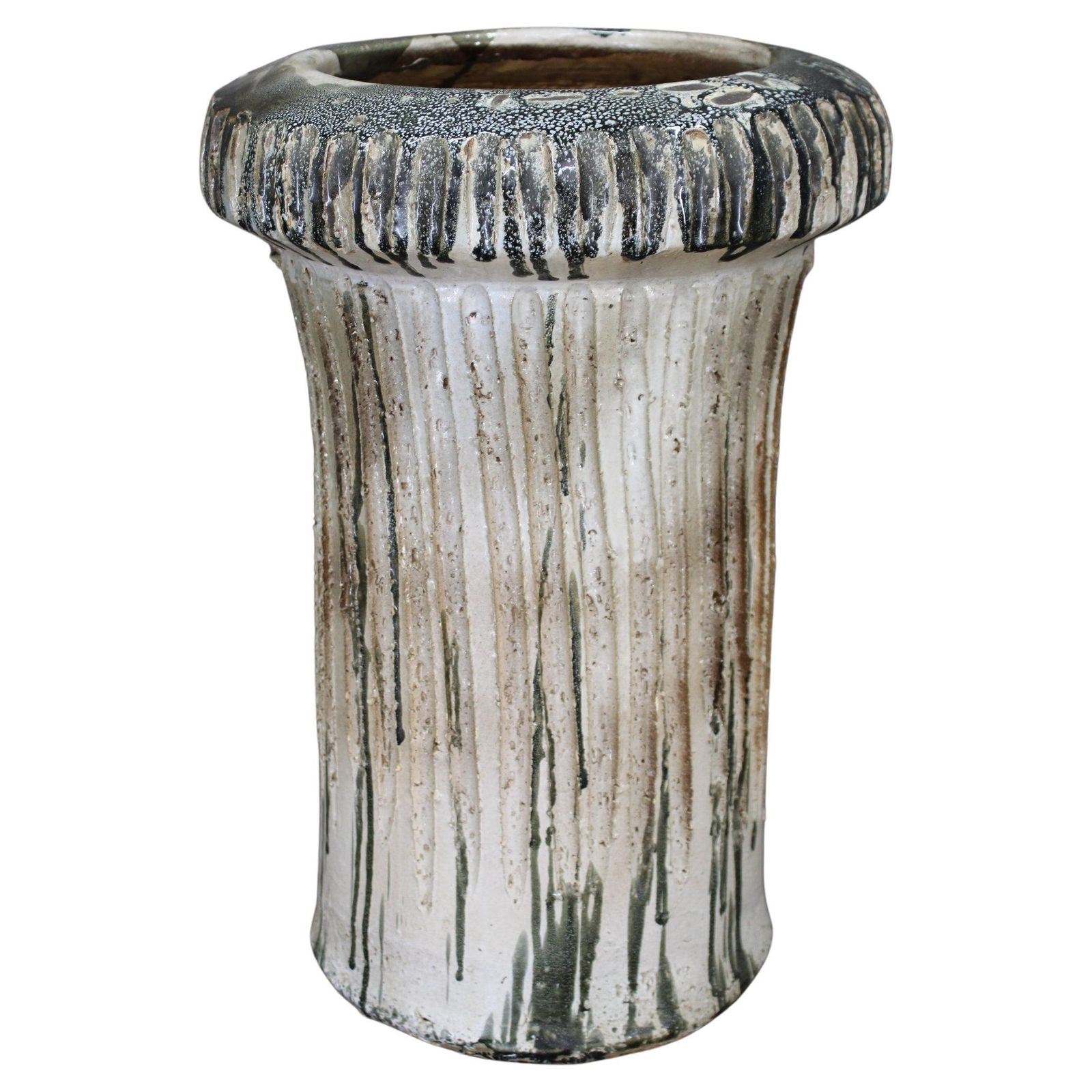 1970s Czechoslovak Brutalist Ceramic Vase, Large Textured Mid Century Pottery