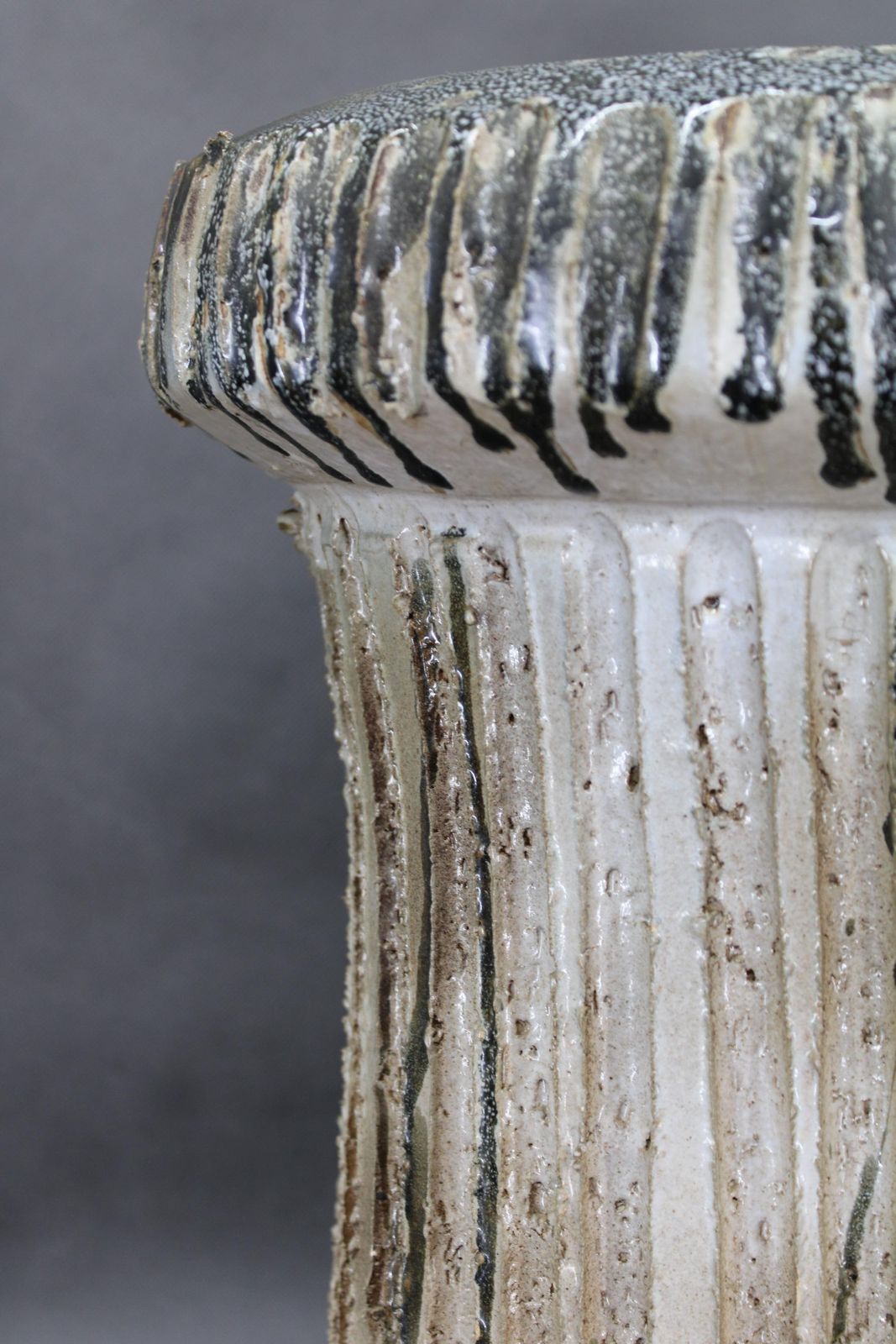 1970s Czechoslovak Brutalist Ceramic Vase, Large Textured Mid Century Pottery photo vinterior