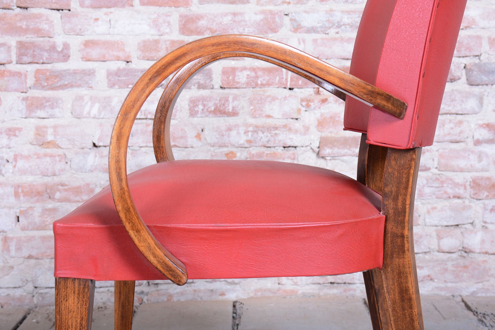 photo furniture Restored Art Deco Armchair, By Jules Leleu, Beech, Revived Polish, France, 1930s