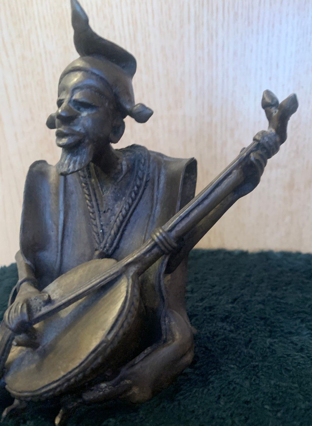 Vintage West African Bronze Musician Sculpture Early Mid 1900's photo vinterior