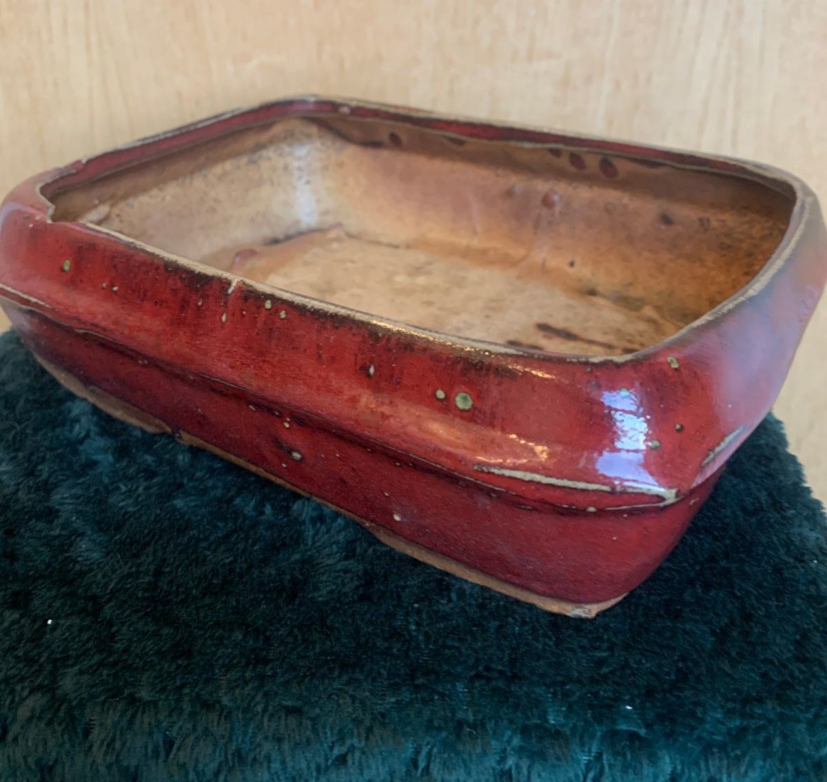 Antique Ceramic Japanese Bonsai Pot / Planter – Deep Russet Glaze C 1900 1930