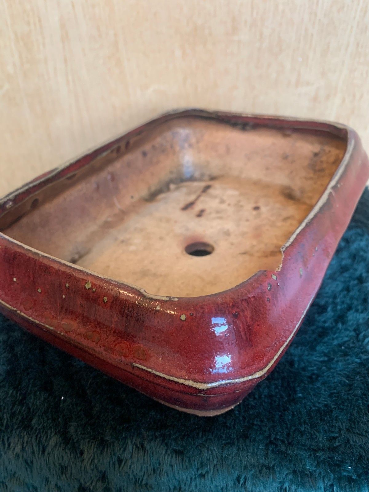 Antique Ceramic Japanese Bonsai Pot / Planter – Deep Russet Glaze C 1900 1930 photo Home Decor