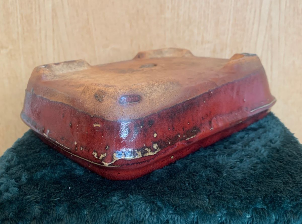 Antique Ceramic Japanese Bonsai Pot / Planter – Deep Russet Glaze C 1900 1930 photo vintage