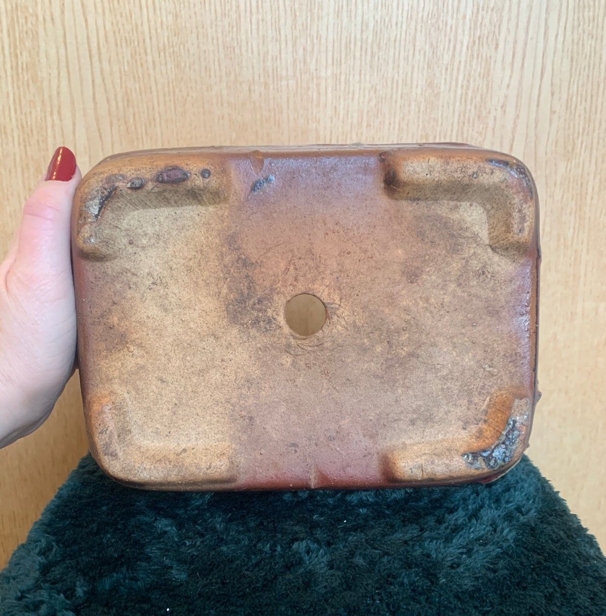 photo furniture Antique Ceramic Japanese Bonsai Pot / Planter – Deep Russet Glaze C 1900 1930