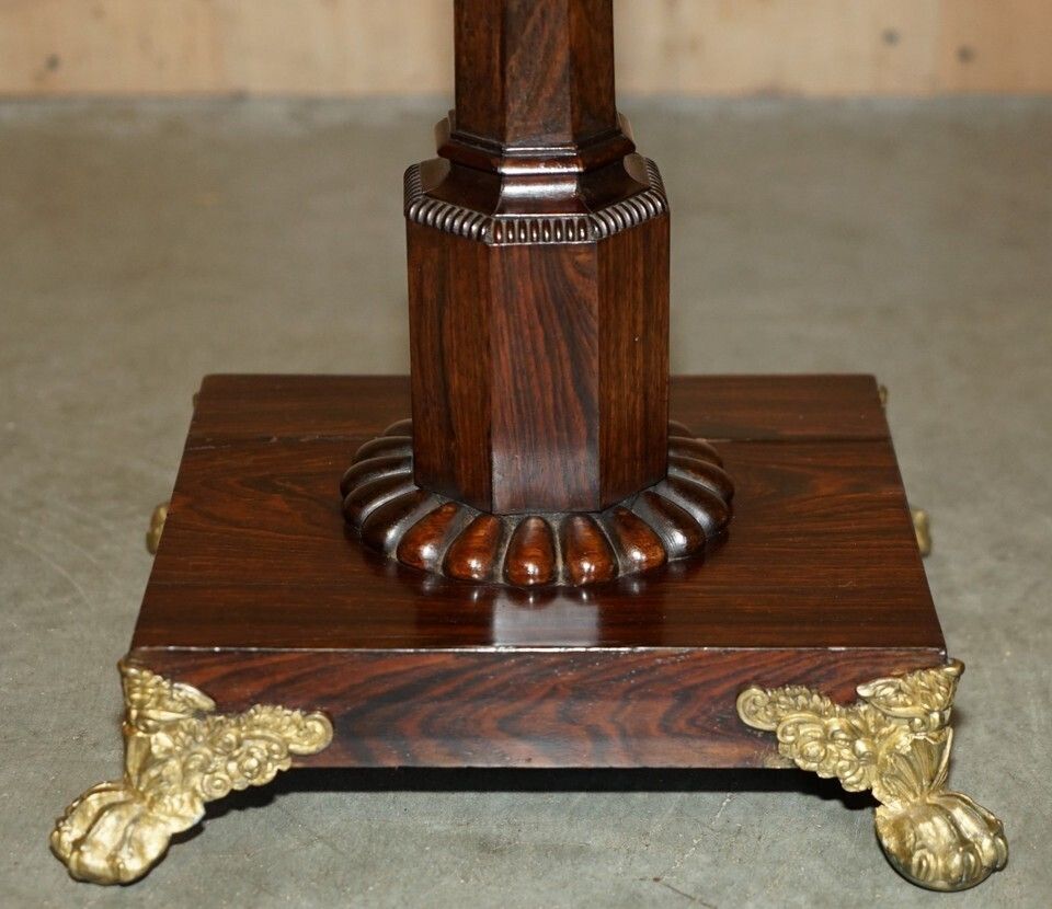 Stunning Antique William IV 1830 Rosewood With Ormolu Mounted Feet Side Table photo vintage