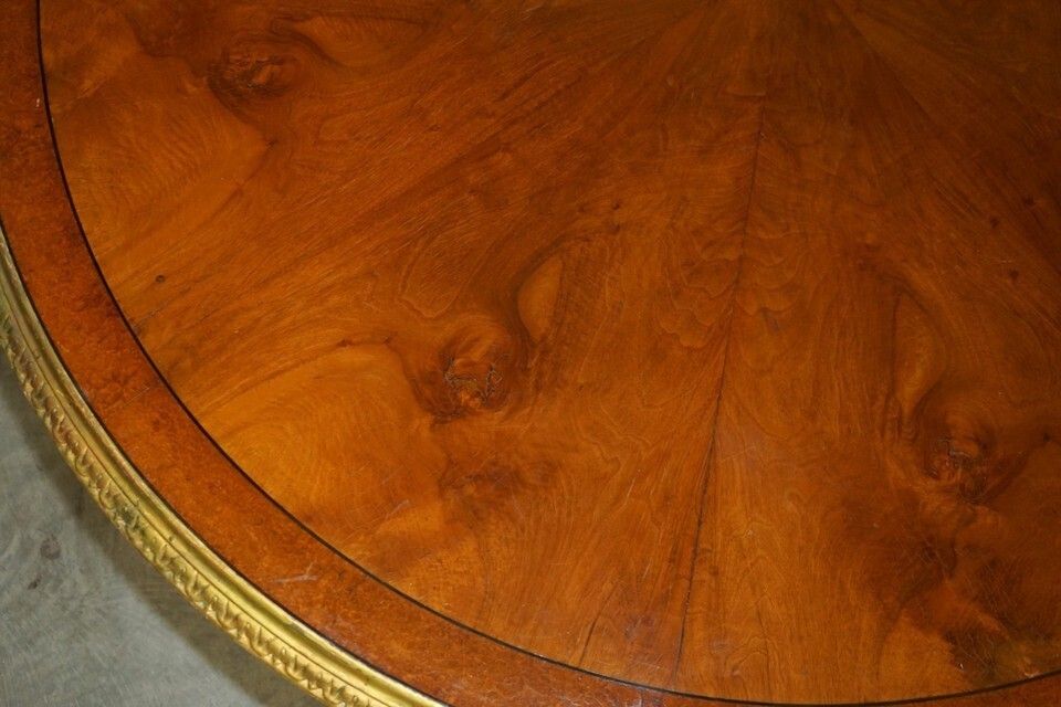 photo furniture Important Continental Walnut Amboyna Giltwood Dining Or Extra Large Centre Table