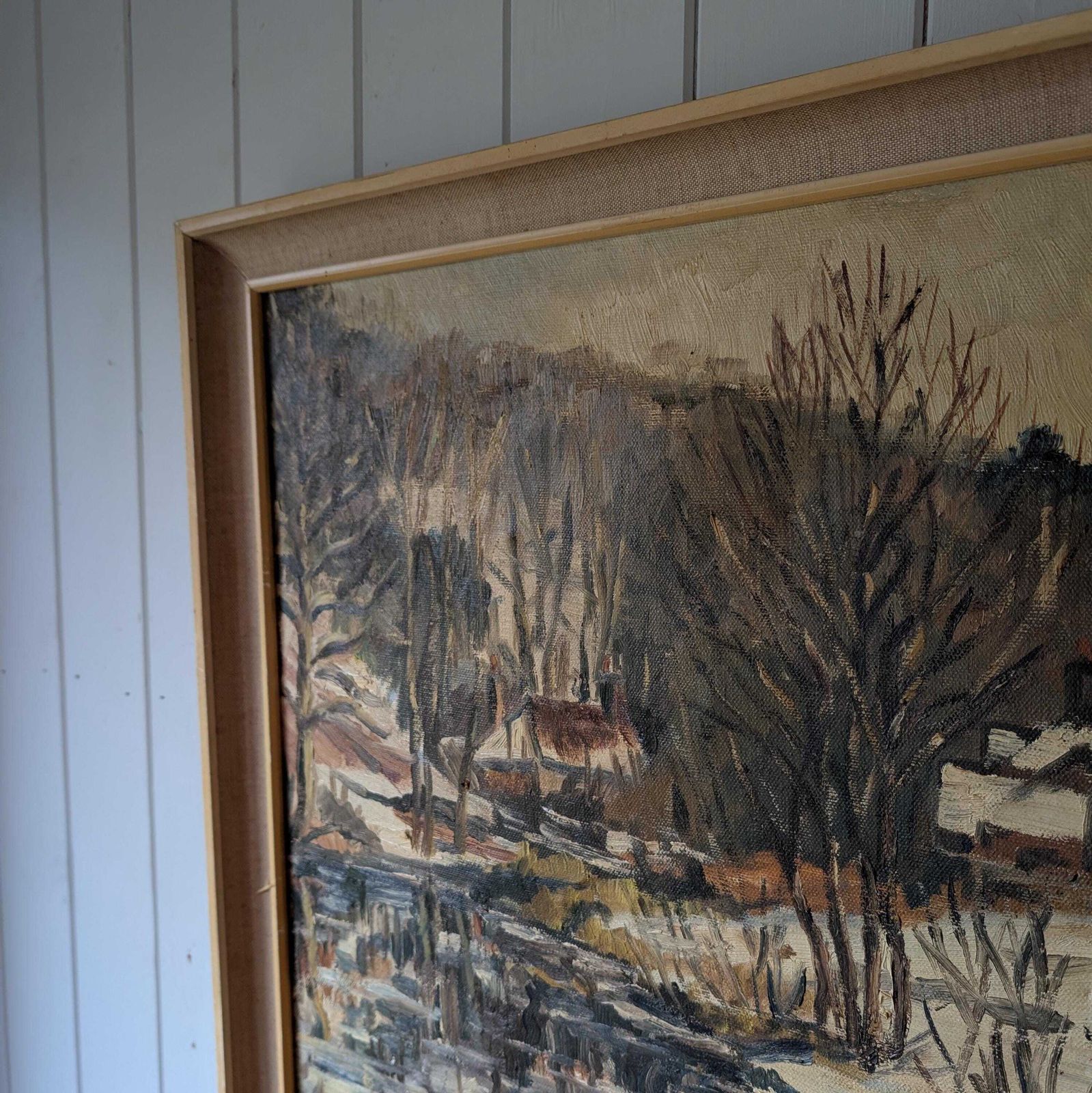 1970s Oil Painting "The First Snow" photo for sale