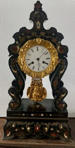 Important Napoleon III Clock With Temple Inlaid Gilded Bronze 19th Century photo Home Decor