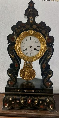 Important Napoleon III Clock With Temple Inlaid Gilded Bronze 19th Century photo vinterior
