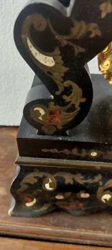 620.0 Important Napoleon III Clock With Temple Inlaid Gilded Bronze 19th Century photo