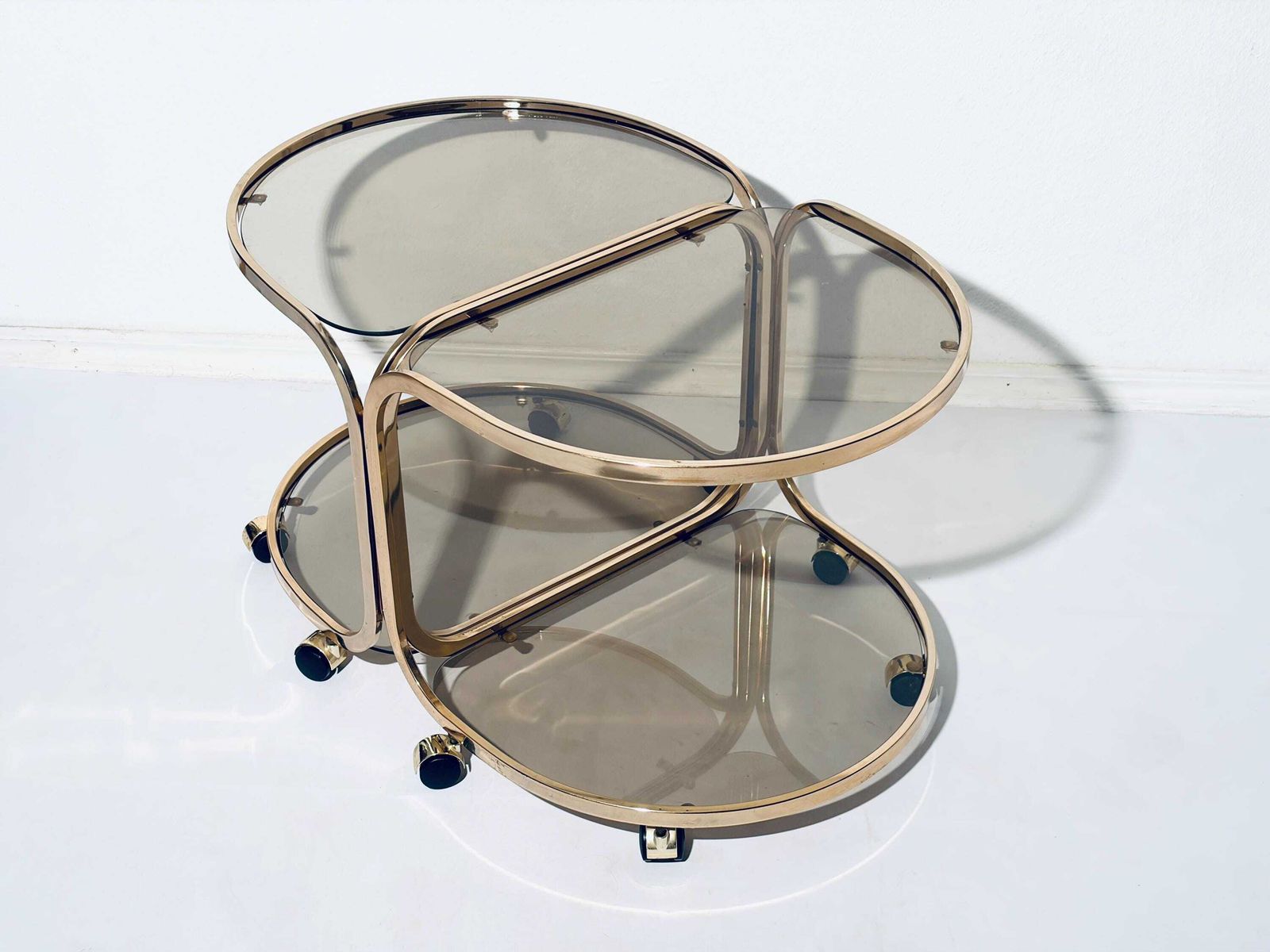 Pair Of Vintage Gold Coffee Tables / French Hollywood Regency Side Tables / 1960s Decor photo for sale