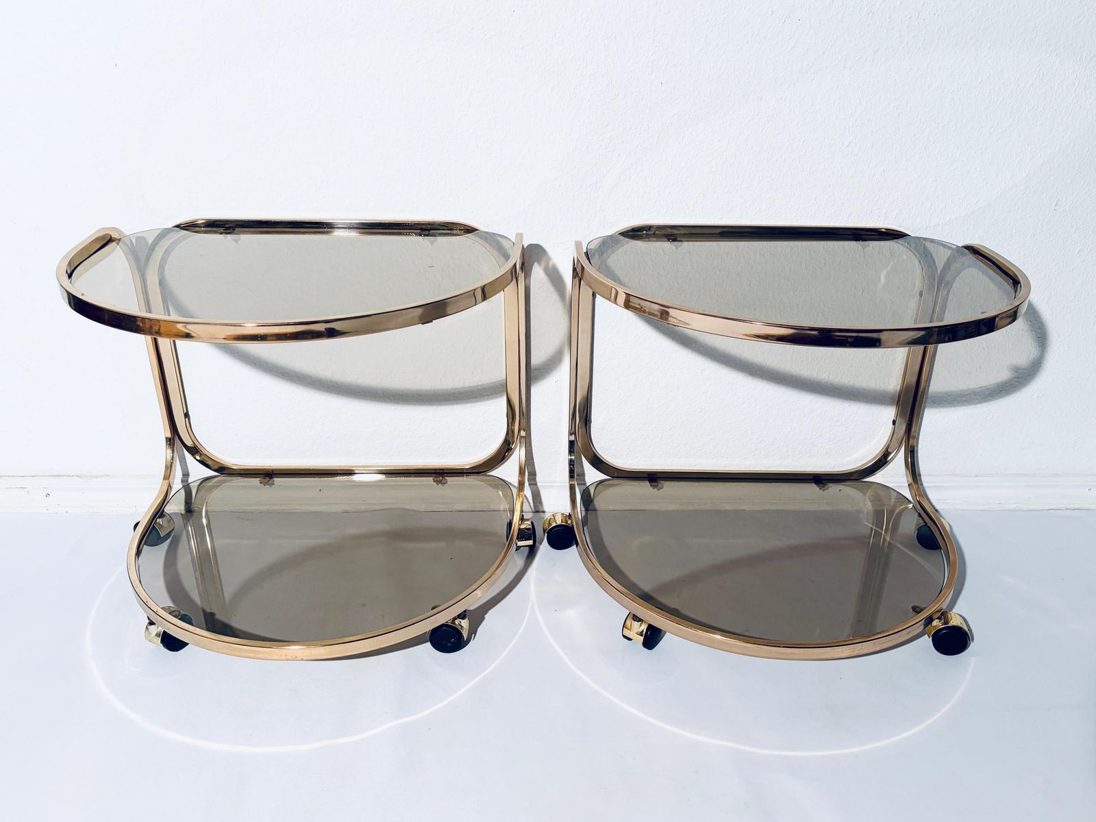 Pair Of Vintage Gold Coffee Tables / French Hollywood Regency Side Tables / 1960s Decor photo Furniture