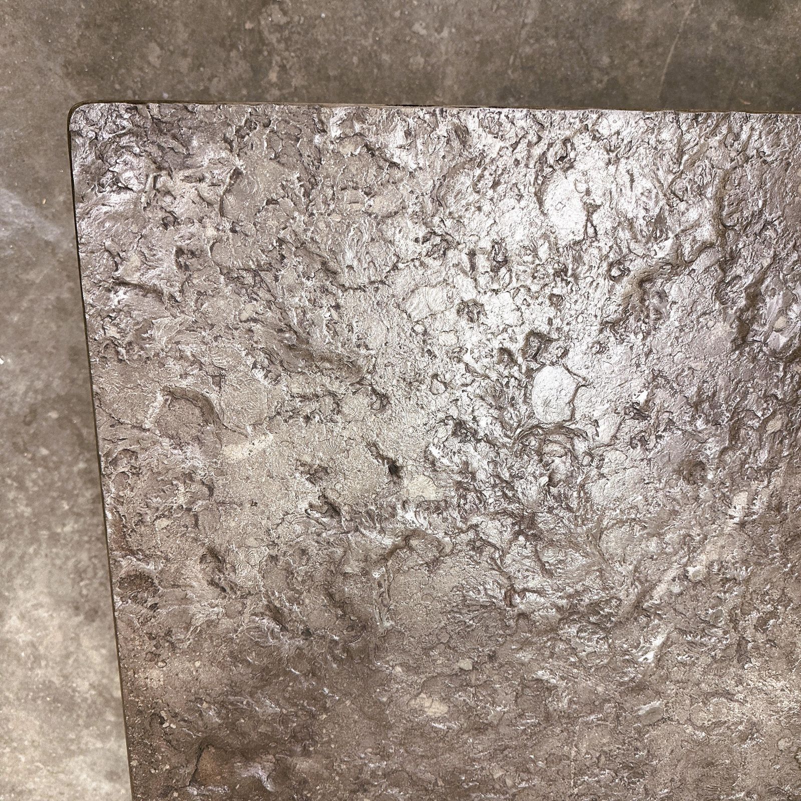 French 1970s Slate & Solid Oak Coffee Table — Textural Slate Slab, Sculptural Presence photo for sale