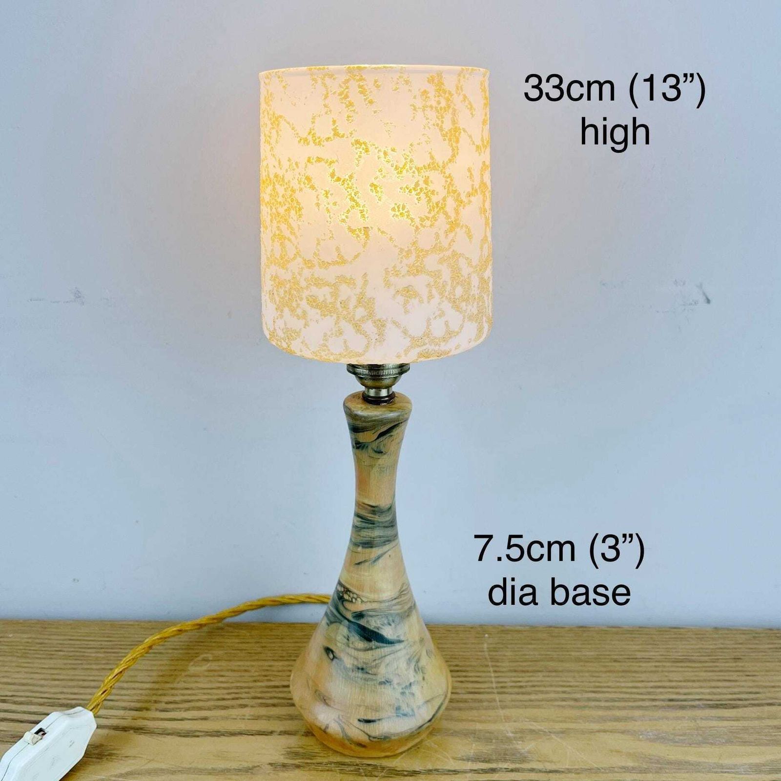 Art Deco Wood & Resin Lamp With Glass Shade. photo for sale